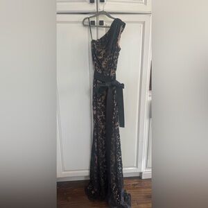 Tadashi Shoji Black and Tan Strapless Dress